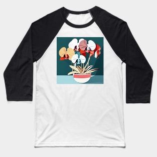 Stylized Earth Tone Orchids Baseball T-Shirt